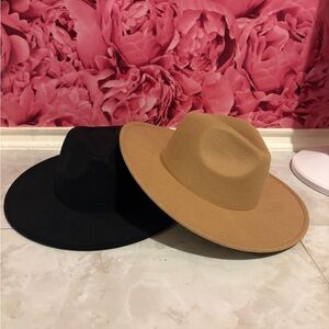 Elegant Black and Tan Women's Wide Brim Hat